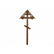 Крест намогильный сосновый С фигурным орнаментом состаренный с крышкой