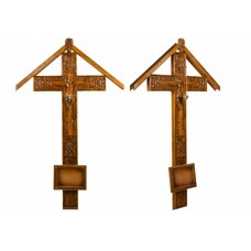 Крест намогильный сосновый Резной №2 с крышкой