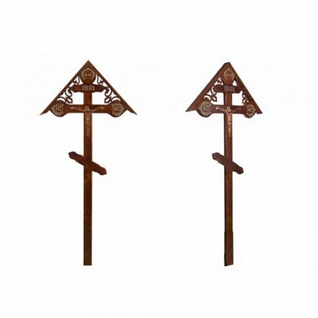Крест намогильный сосновый Фигурный с распятием из фольги с крышкой