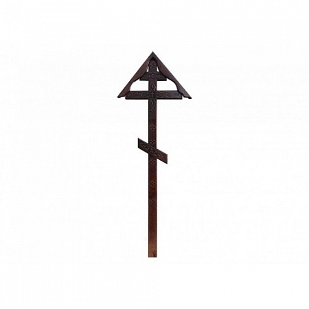 Крест намогильный сосновый Прямой с декором с крышкой